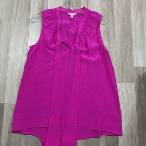 Sleeveless Womens' Tie-Neck Blouse in Hot Pink - Versatile